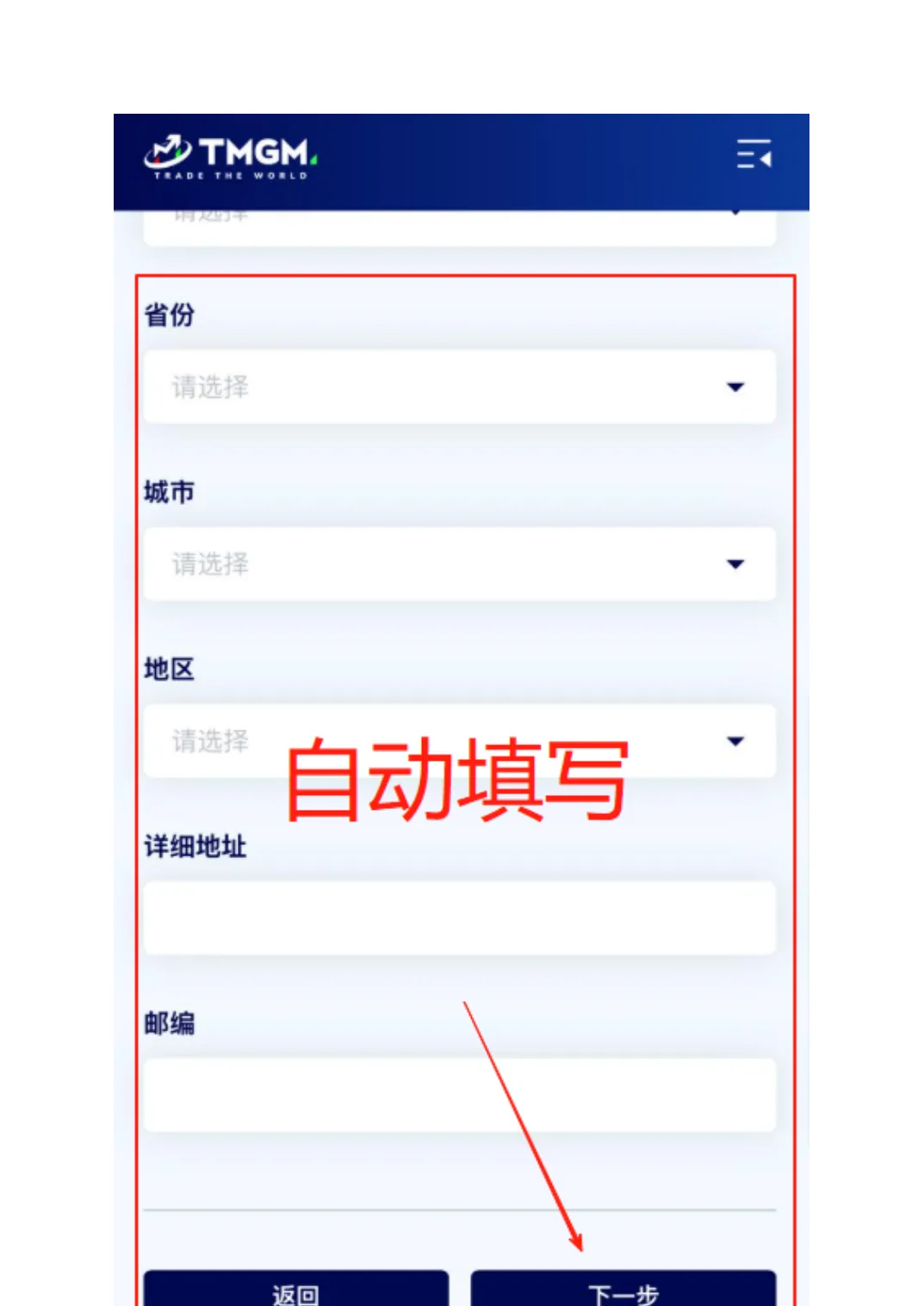 核对自动填写信息 - 操作界面截图